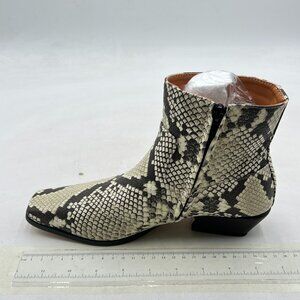 Grey Snake Comfy Block Low Heel Square Toe Classic Ankle Boots Ladies Party Boot
